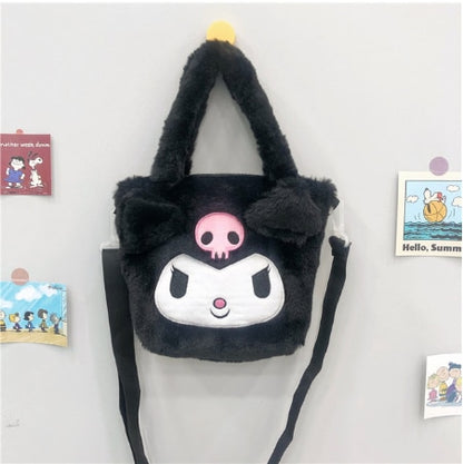 Kawaii Hello Kitty Sanrio Plush Bag Anime Kuromi Plushie Backpack for Girls Mymelody Cinnamoroll Handbags Cartoon Messenger Bags