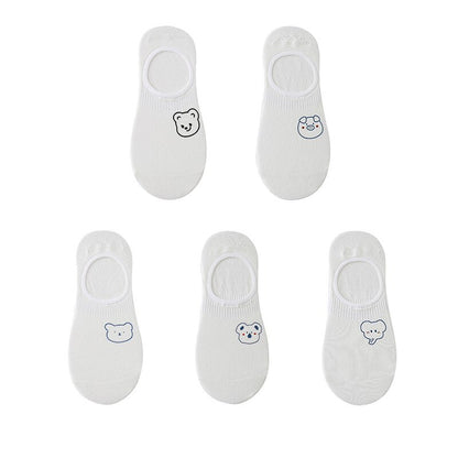 Women's cotton ankle socks, socks designed by rabbits, cows, hearts, warm and informal animals, 5 pairs of 10 pieces