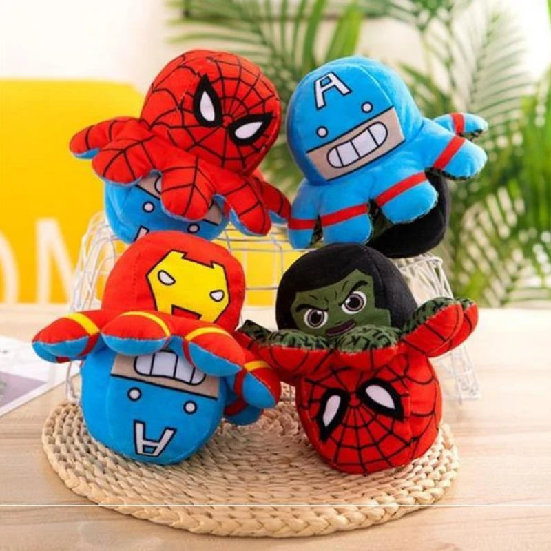 20cm New Marvel Avengers Soft Stuffed Hero Spiderman Captain America Iron Man flip octopus Plush Toys Christmas Gifts for Kids