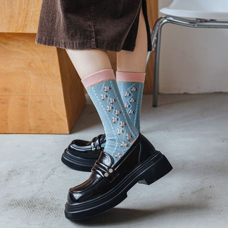 New Women Socks Korean Style Flower Trend Casual Cotton Socks Girls Frilly Ruffle Cute Sweet Breathable Kawaii Crew Socks Girls