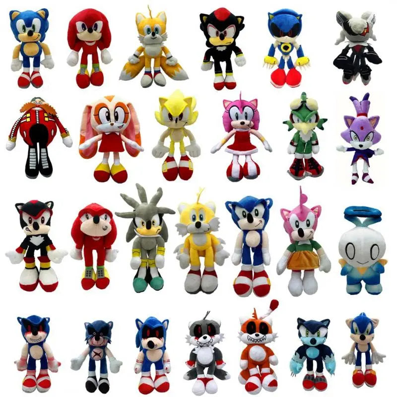 20-45Cm Super Sonic Hedgehog Backpack Cartoon Knuckles Bag Metalsonic Soft Plush Doll Shadow Schoolbag Silver Tails Plushie Toys