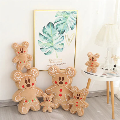 Disney Mickey Mouse Minnie Cookie Plush Toys Anime Cute Gingerbread Man Dolls Pillow Kawaii Stuffed Toys for Children Christmas