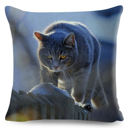 Home Decor British Shorthair Russian Blue Cushion Cover Cute Cat Pet Animal Pillowcase Sofa Polyester Pillowcase 45x45cm