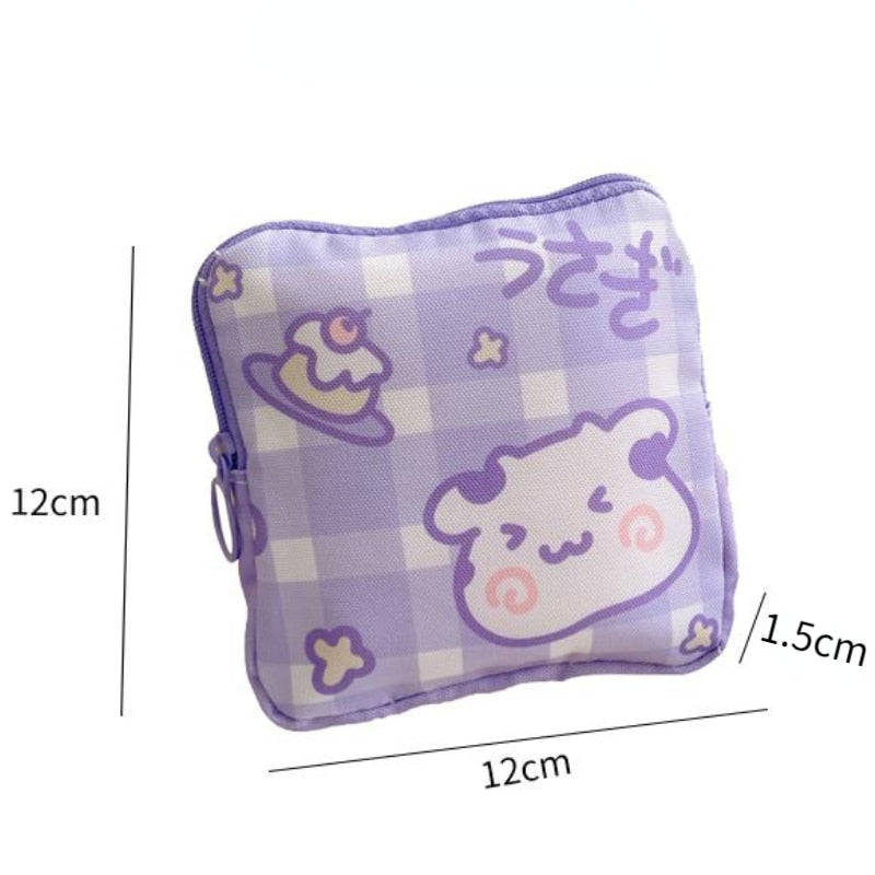Cute Large Capacity Sanitary Napkin Storage Bags Cartoon Rabbit Bear Girls Physiological Period Tampon Organiser Bag Mini Bag