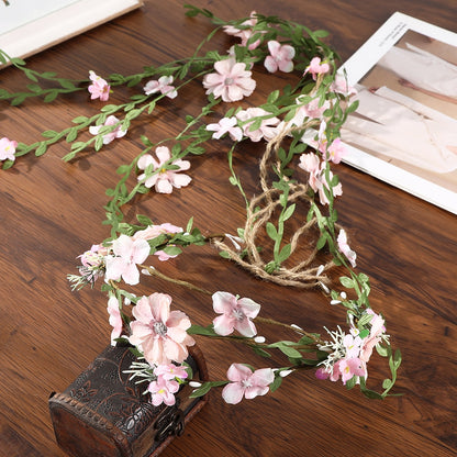 Bohemian Rattan Flower Vines Crown Headband for Bride Wedding Hair Accessories Girls Floral Wreath Head Band Hairstyles Headdres
