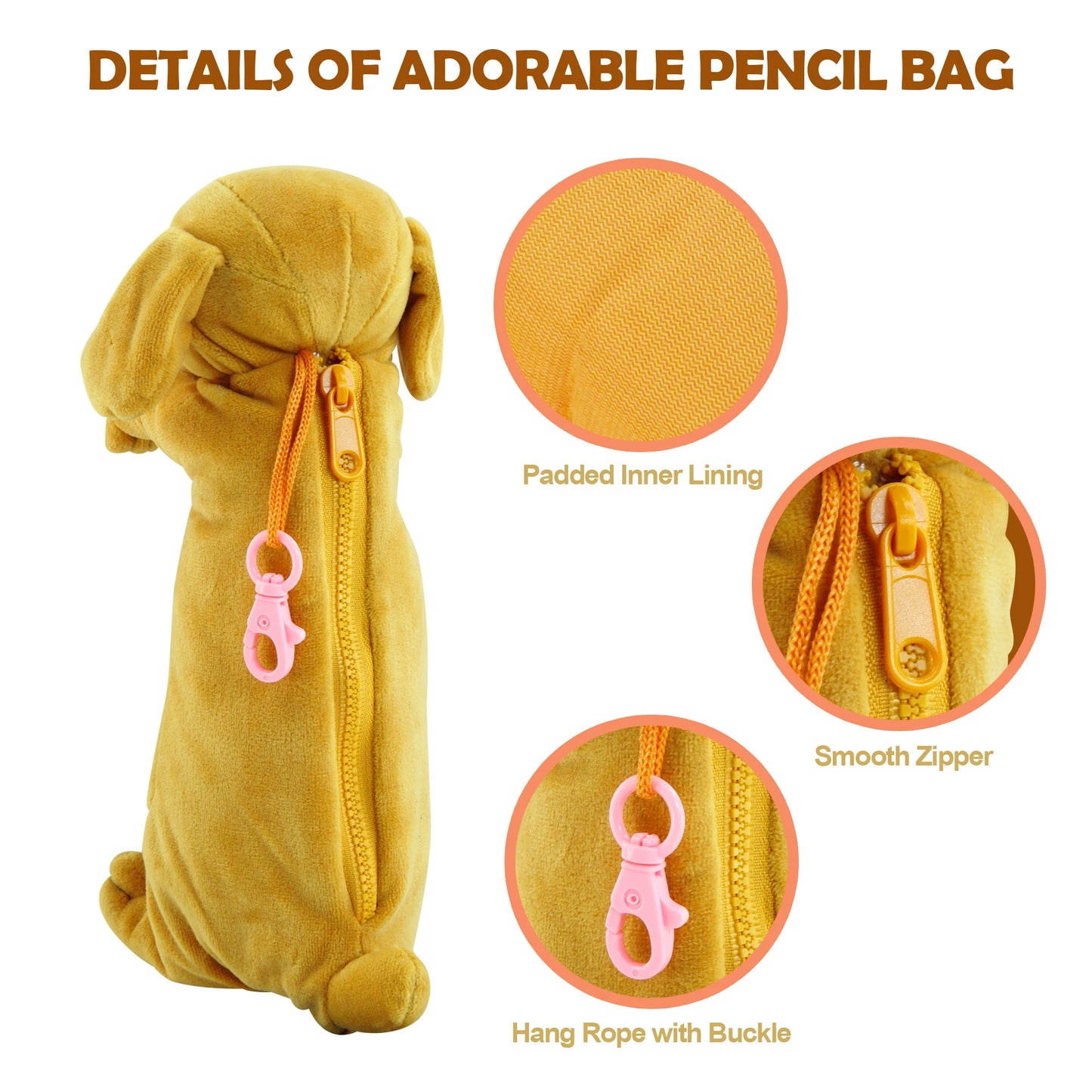 3D Plush Dog Pencil Pouch BB FUNHOUSE Soft Animal Stationery Cartoon Storage Pen Bag Box for School Supplies Girl Students