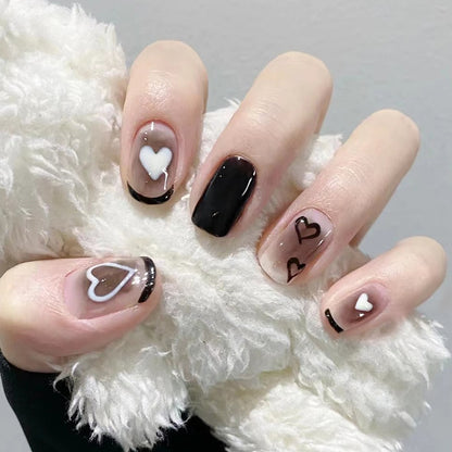 24Pcs Ballerina False Nails with Glue Short Nail Beauty Tools Press on Fake Nails Full Cover Artificial Nails Tips Manicure