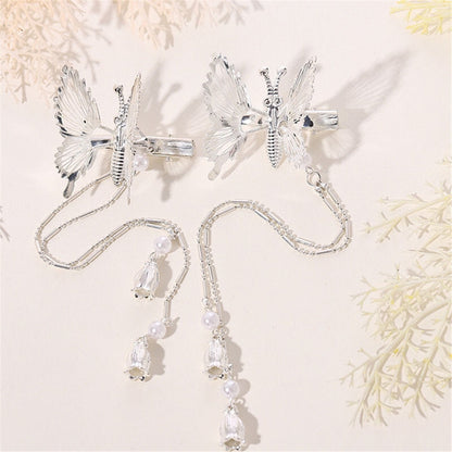 Elegant Tassel Butterfly Hairpin Female Antique Accessories Trembling Butterfly Side Clip Moving Butterfly Hairpin Headdress