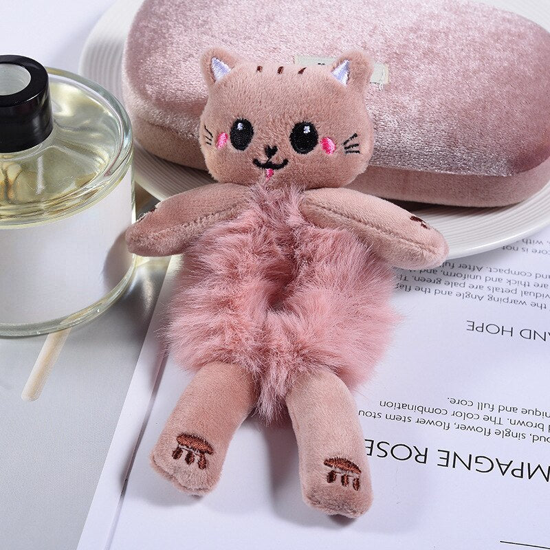 Plush Hair Scrunchies Cute Kawaii Stuffed Animal Plushies Hair Tie Frog Bunny Duck Cat Panda Teddy Bear Ponytail Rubber Band Ring Girls Kids Hair Accessories