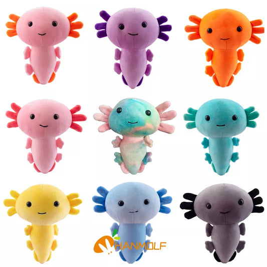 Kawaii Axolotl Plush Toy Cartoon Cute Animal Stuffed Plushie Doll For Kids Birthday Christmas Halloween Gifts Home Decoration