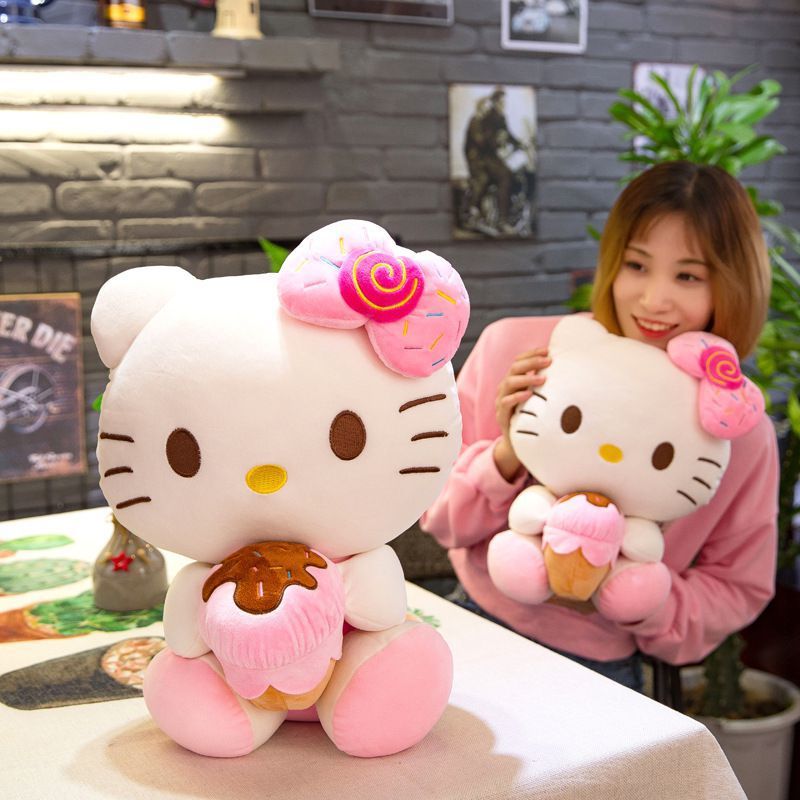 Hello Kitty Kawaii Plush Toys Dolls Ice Cream Soft Stuffed Pillow Anime Animal Decor Christmas Gift Plushies For Girl Gifts Kids