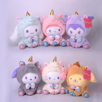 23CM Sanrio Kawali Kuromi unicorn Hello Kitty My Melody Cinnamoroll Pillow Plush Anime Kid toy Cartoon Collection for gift