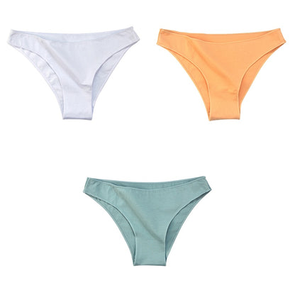 3Pcs/Set Women's Cotton Panties Female Underwear Solid Color Comfortable Briefs High Elasticity Underpants Size M-XXL