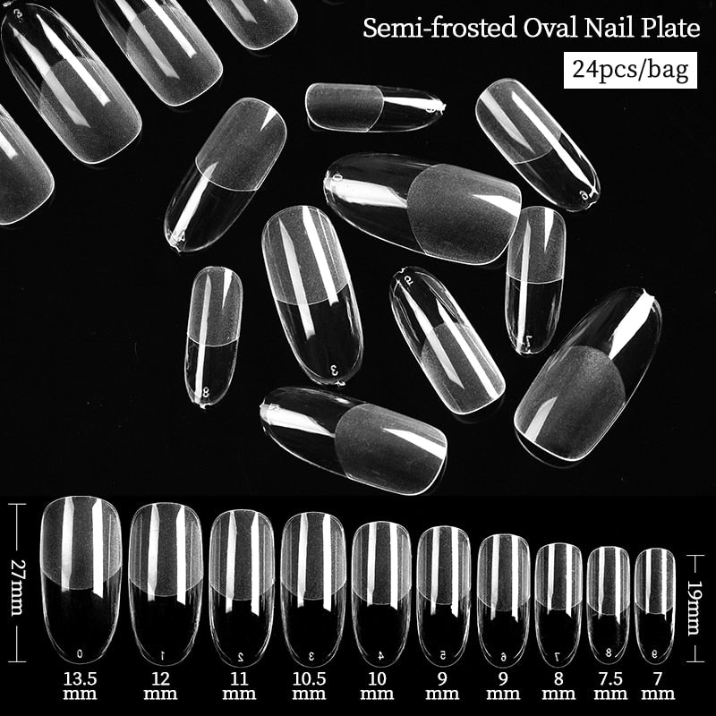 Press on Nails Coffin Nail Tips Clear Full Cover Fake Acrylic UV Gel Nails Extension System Oval Almond Sculpted False Nail Tips