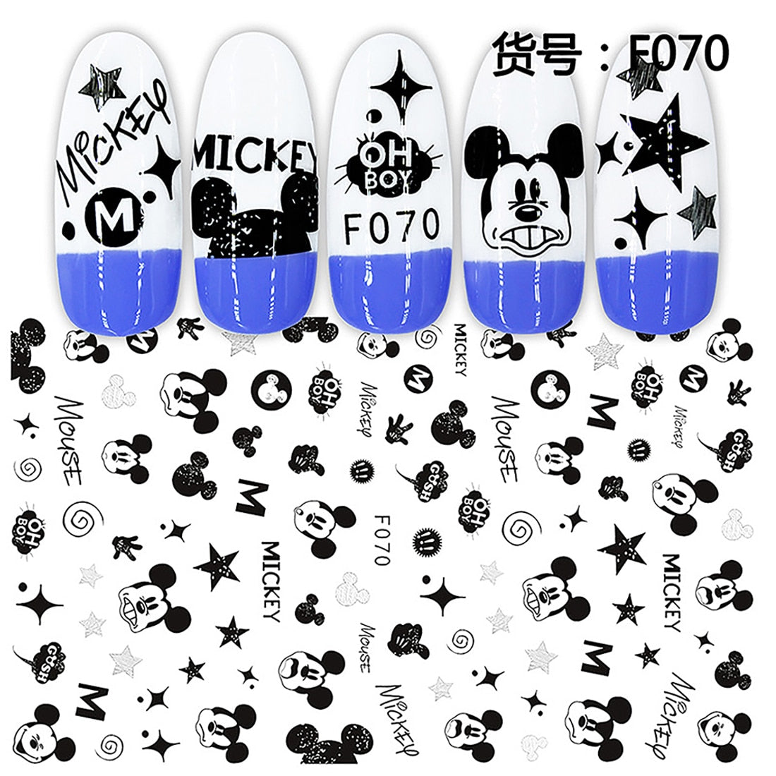 Cute Anime Character Series Nail Stickers Nail Art Supplies Disney Mickey Stitch Donald Duck 3D Stickers Nail Art Decorations