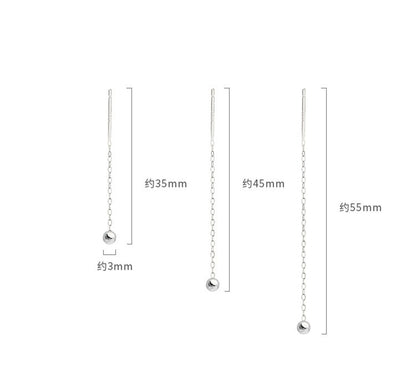 Fashion Stainless Steel Dangle Earring Geometric Ball Long Tassel Chain Drop Earrings For Women Minimalism Ear Line Kpop Jewelry