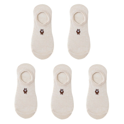 5 pairs of 10 pieces Spring fashion socks Women cartoon animal embroidery cotton Women's socks Casual sports funny ankle socks