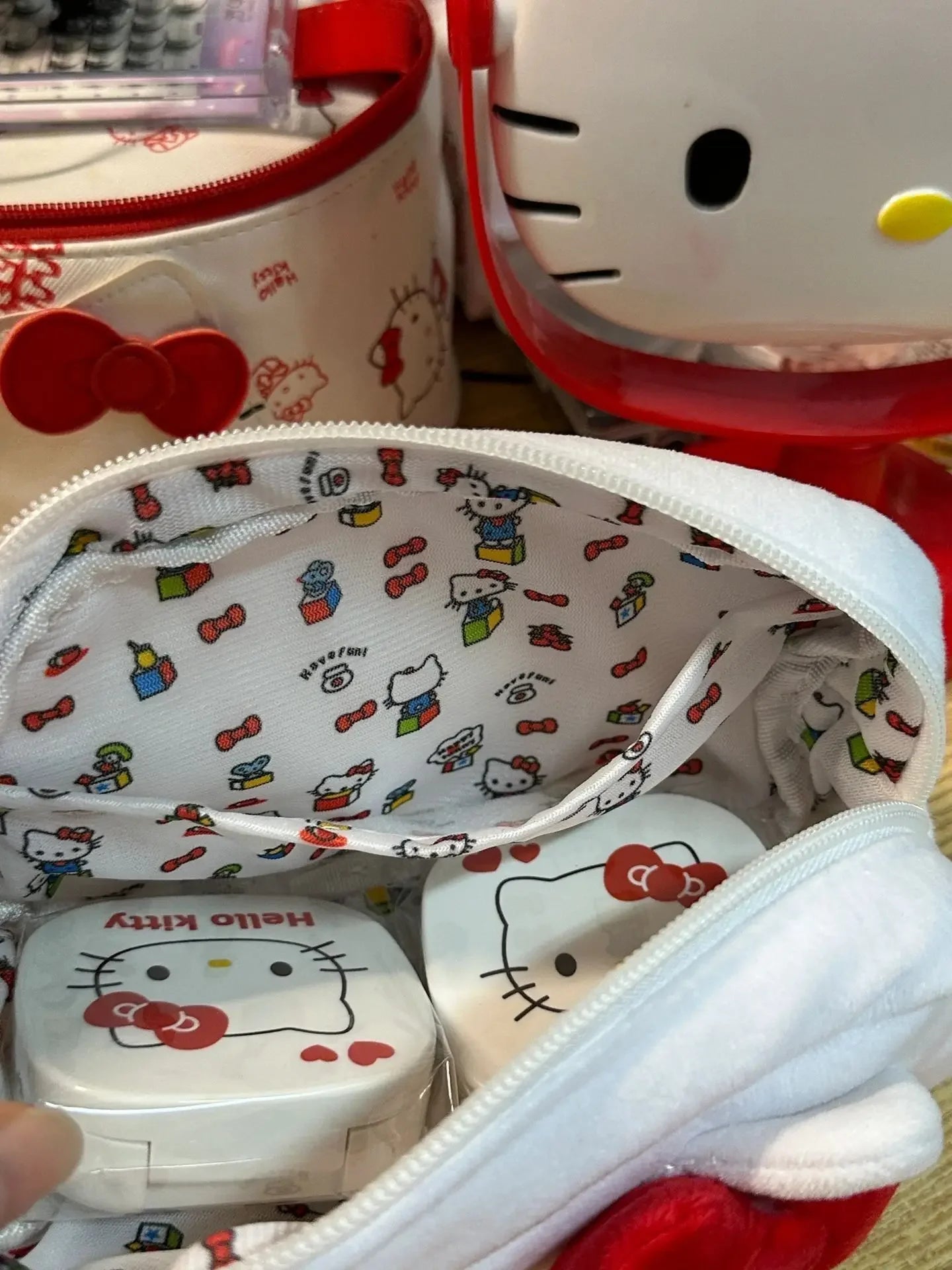 Hello Kitty Plush Storage Bag Sanrio Makeup Bag Pencil Case Cartoon Student Stationery Bag Girl Makeup Bag Birthday Gift