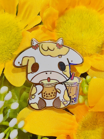 Cute Cow Enamel Pin Strawberry, Boba, Blueberry, Lemon  Grape s Kawaii Animal Brooch