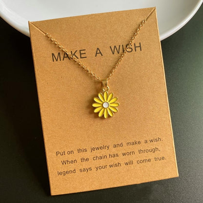 Korean Fashion Flower Pendant Necklace for Girl Women White Yellow Color Trendy Choker Necklace Gift for Summer Wholesale