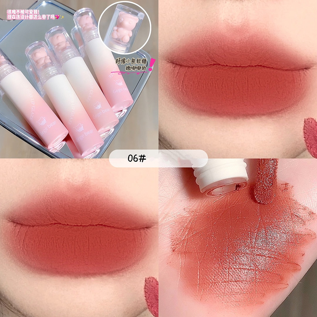 Little Bear Crystal Frozen Strawberry Glossy Lip Glaze Mirror Whitening Nude Doodle Lip Korean Makeup y2k Cosmetics Lipsticks