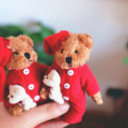 INS Super Cute Mini Teddy Bear Soft Plush Toy Bag Pendant Stuffed Cartoon Animal Key Accessories Doll Home Decor Kid Gift