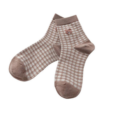 Creative New Brown Bear Socks Female Middle Tube Socks Japanese Cute Small Fresh Wild Student Socks Autumn and Winter Socks