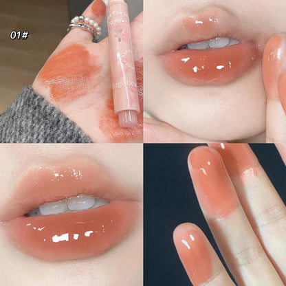 Jelly Mirror Lipstick Lip Gloss Non-stick Cup Mirror Lip Tint Heart-shaped Lipstick Moisturizing Lipgloss Long-lasting Lipstick