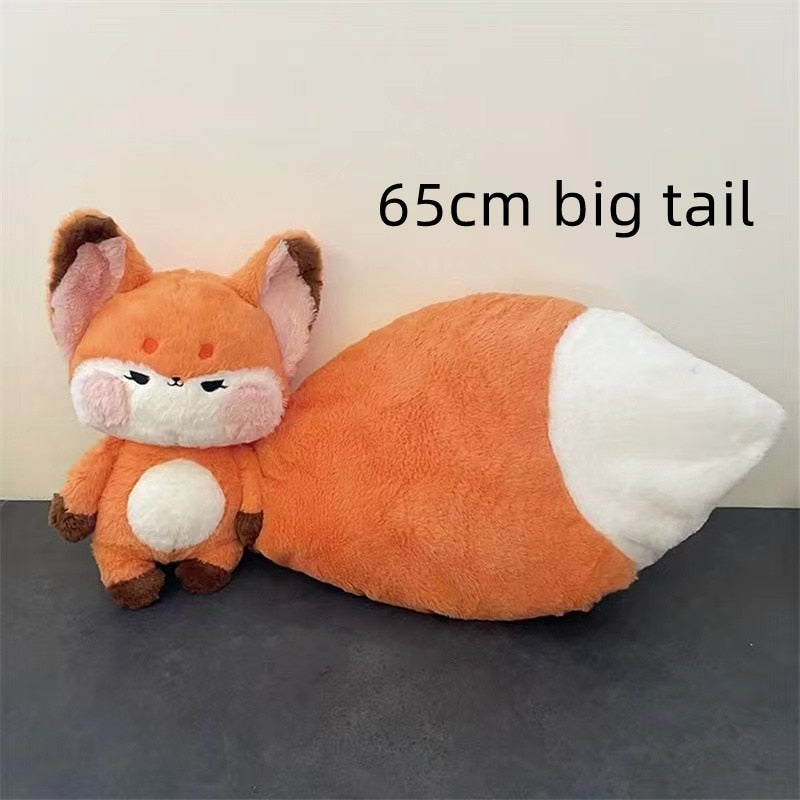 Red Fox Stuffed Animal Plush Toy with Big Giant White Tail Cute Kawaii Anime Cartoon Plushie Room Decor Bed Pillow Soft Doll Girl Kids Christmas Birthday Gift