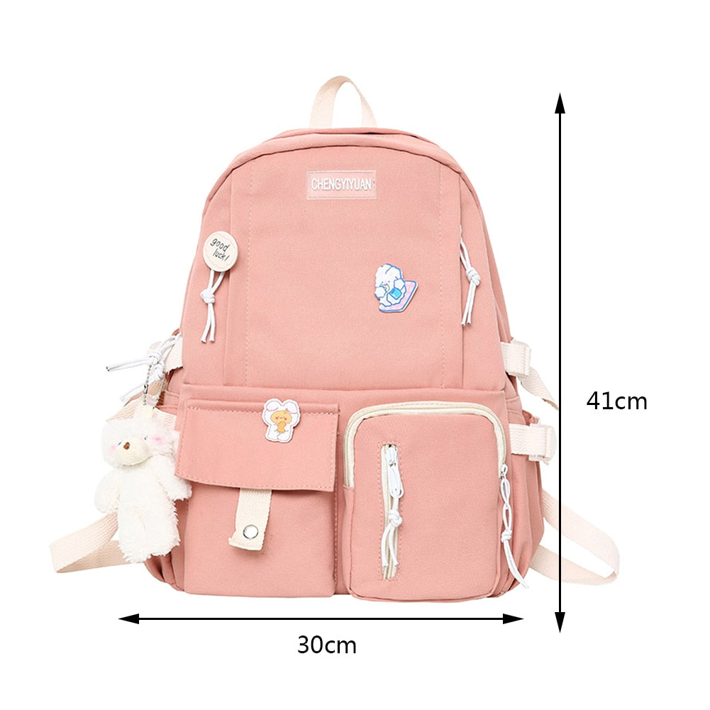 Japanese Girls Aesthetic Backpack Cute School Bags For Student Teens Girls Pockets Kawaii Women Laptop Backpack Harajuku Mochila