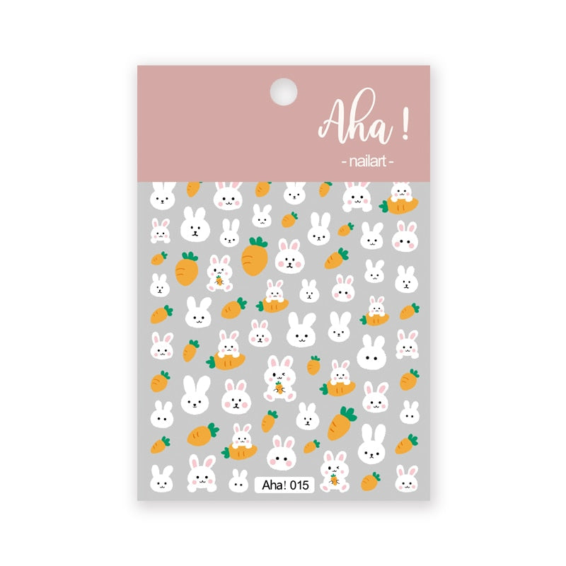 1Sheet Korean White Cloud Blue Nail Art Sticker 3D Star Moon Decal Pure Twilight Self-adhesive Manicure Slider Accessories RE#53