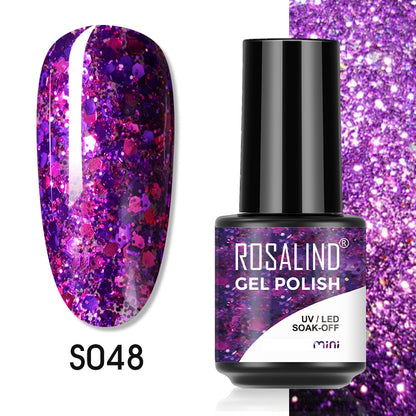 ROSALIND 7ML Gel Polish Glitter Nail Polish All For Nails Manicure Nails Art Base Top Coat UV Semi Permanent Gel Varnishes