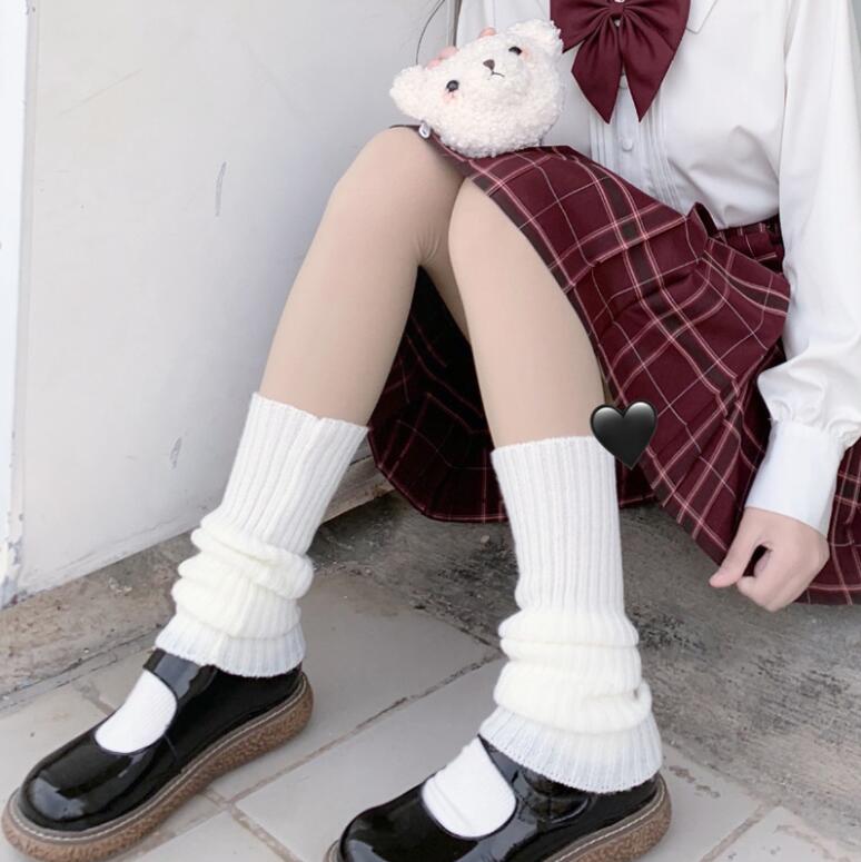 Gothic Women's Striped Leg Warmers Lolita Long Socks Knitted Leggings Japanese Sweets Winter Socks Kawaii Arm Ankle Warmers