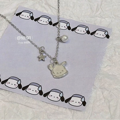New Sanrio Pochacco Cartoon Bell Cute Necklace Female Student Sweet Necklace for Girlfriend Gift Cute Jewelry Free Shipping