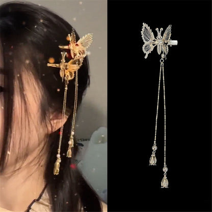 Elegant Tassel Butterfly Hairpin Female Antique Accessories Trembling Butterfly Side Clip Moving Butterfly Hairpin Headdress