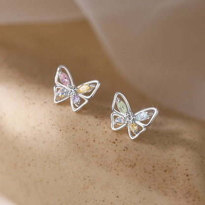 Fashion Astronaut Star Moon Stud Earrings Women Silver Color Zircon Asymmetric Lovely Mini Ear Pierced Studs Party Jewelry Gifts