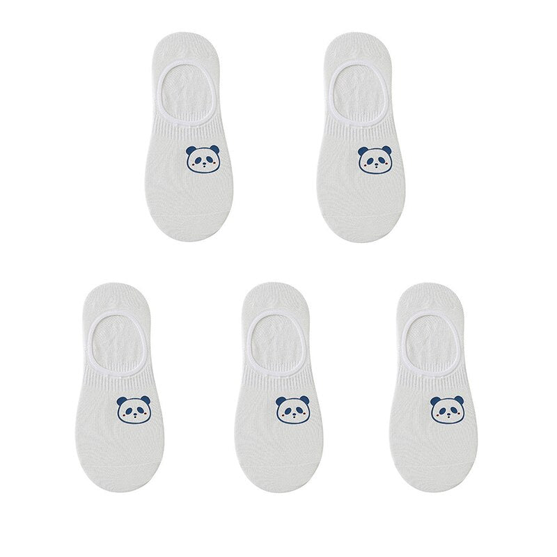 Women's cotton ankle socks, socks designed by rabbits, cows, hearts, warm and informal animals, 5 pairs of 10 pieces