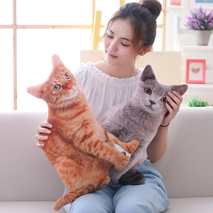 Simulation Plush Cat Pillow Soft Stuffed Realistic Animal Cushion Sofa Decor Cartoon Plush Toy Children Kid Kawaii Birthday Gift