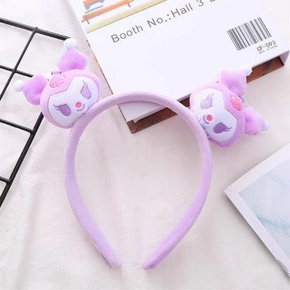 Kawaii Sanrio Plush Headband Kuromi My Melody Cinnamoroll Anime Cute Cartoon New Plush Headband Ear Hair Accessories Gift