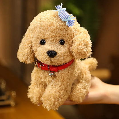 Teddy Dog Stuffed Animals 28cm Fluffy Golden Doodle Puppy Plush Toys Maltipoo Plushies Fuzzy Curly Hair Collar Soft Doll Kids Birthday Gift