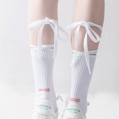 Jk Tie Lace Fishnet Stockings Irregular Split-toe Calf Socks Women's Middle Tube Socks Straps Summer Long Japanese Socks