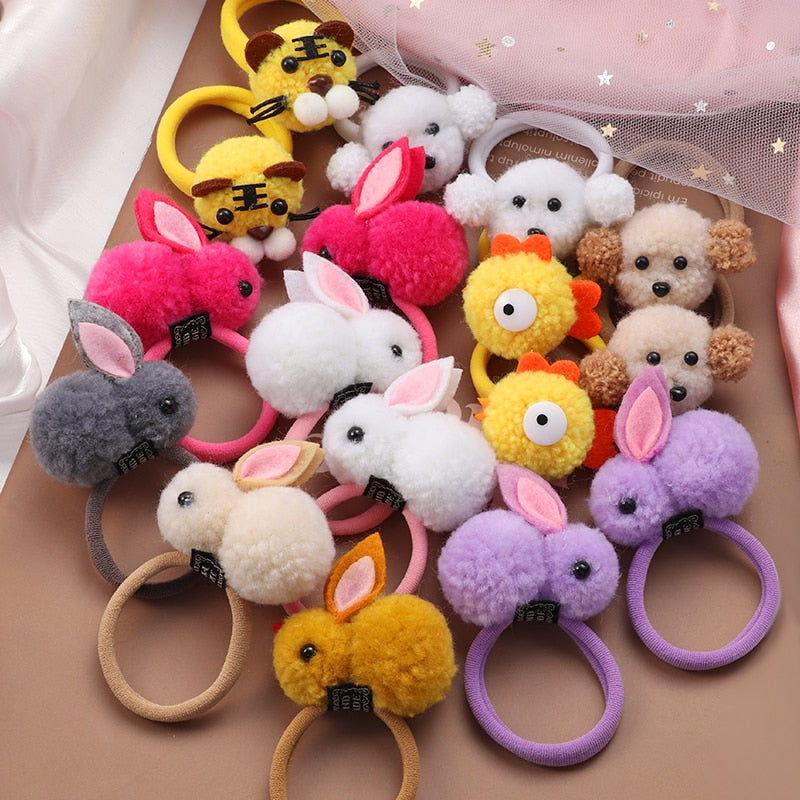 2Pcs New Cartoon Animals Hair bands Girls Nylon Elastic Rubber Band Hair Ring Headbands Cute Kids Headwear Hair accessories Gift