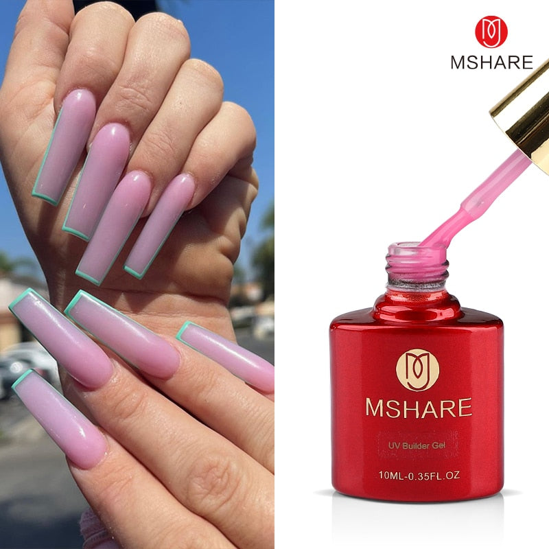 MSHARE Milky White Builder Nail Extension Gel in A Bottle 10ml Self leveling Nails Quick Building Clear Pink UV Led Gel