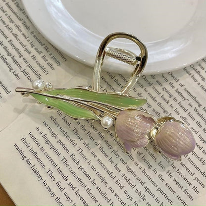 New Korean Vintage Flowers Large Metal Hair Claw Clip Ponytail Women Butterfly Shark Alloy Hair Claw Barrette Hair Accessories