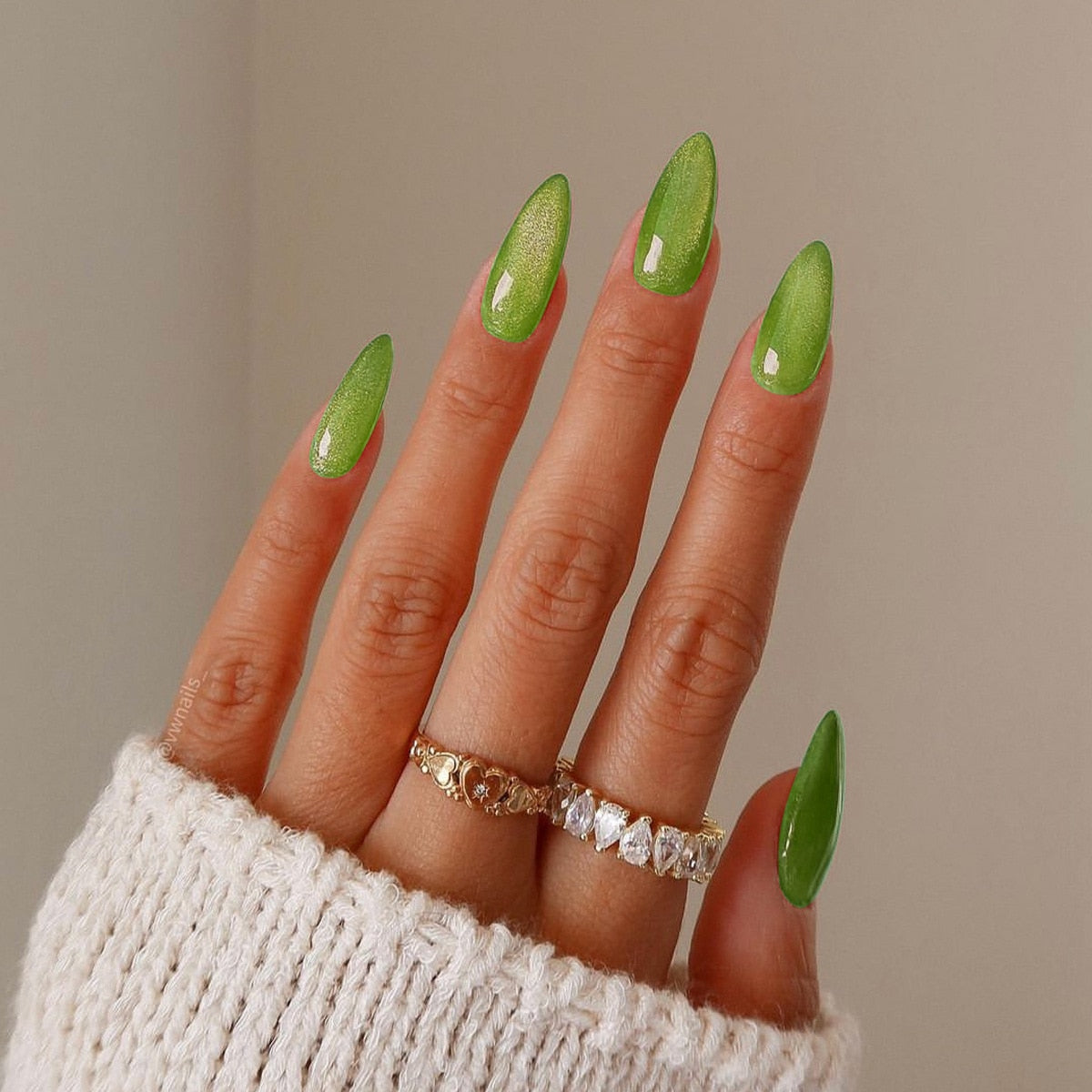 24PCS/box Mid-length  stiletto nail tips Gradients wear full cover paragraph fashion Manicure patch false fingernails for girls