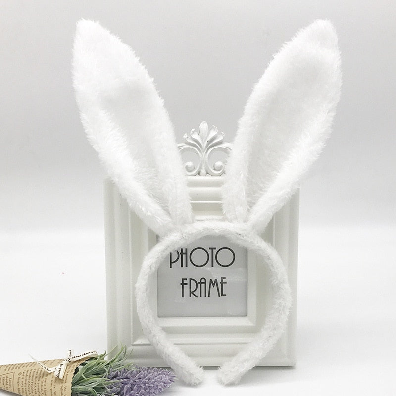 Cute Plush Bunny Ears Hair Bands Soft Rabbite Ears Easter Adult Headbands for Women Girls Anime Cosplay Party Hair Accessories