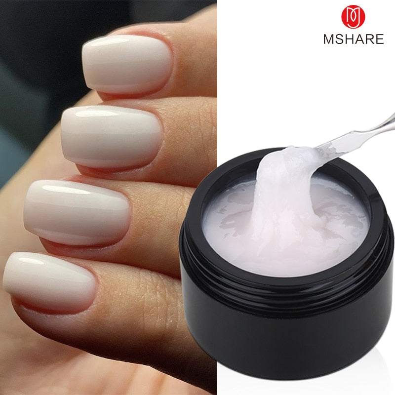 MSHARE Milky White Builder Nail Extension Gel in A Bottle 10ml Self leveling Nails Quick Building Clear Pink UV Led Gel