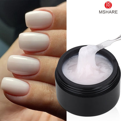 MSHARE Milky White Builder Nail Extension Gel in A Bottle 10ml Self leveling Nails Quick Building Clear Pink UV Led Gel