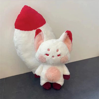 Red Fox Stuffed Animal Plush Toy with Big Giant White Tail Cute Kawaii Anime Cartoon Plushie Room Decor Bed Pillow Soft Doll Girl Kids Christmas Birthday Gift