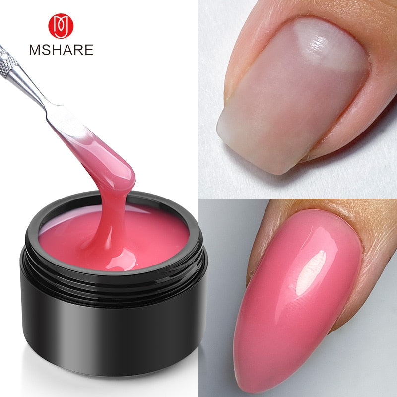 MSHARE Milky White Builder Nail Extension Gel in A Bottle 10ml Self leveling Nails Quick Building Clear Pink UV Led Gel